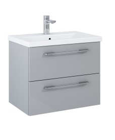 OTTO PLUS Gloss Light Grey 50cm 2 Drawer Wall Hung Vanity Unit - D39cm