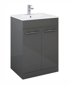 OTTO PLUS  Gloss Grey 50cm Floor Standing  2 Door Vanity Unit -D39cm