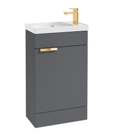 STOCKHOLM 50cm Floor Standing Cloakroom Unit Gold Handle Matt Midnight Grey