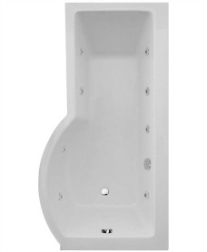 P SHAPE 1700 x 900 shower bath Right hand 8 jet bath cw Panel & Bath screen