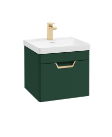 FREYA 50cm 1 Drawer Wall Hung Vanity Unit Matt Wreath Green-Gold Handle