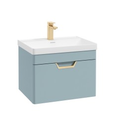 FREYA 60cm 1 Drawer Wall Hung Vanity Unit Matt Morning Sky Blue-Gold Handle