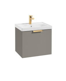 STOCKHOLM Khaki Matt 50cm Wall Hung Vanity Unit - Brushed Gold Handle