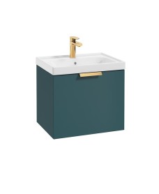 STOCKHOLM Ocean Blue Matt 50cm Wall Hung Vanity Unit - Brushed Gold Handle