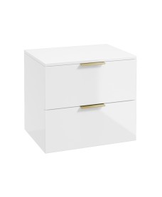 STOCKHOLM 60cm Unit with Counter Top Gold Handle Gloss White