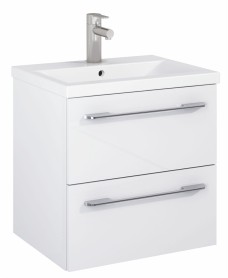 OTTO PLUS Gloss White 50cm 2 Drawer Wall Hung Vanity Unit - D39cm