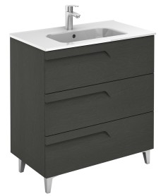 BRAVA Nature Grey 80cm Floor Standing 3 Drawer Vanity Unit