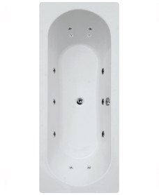 CLOVER 1700x750mm Double Ended 12 White Jet Whirlpool Bath