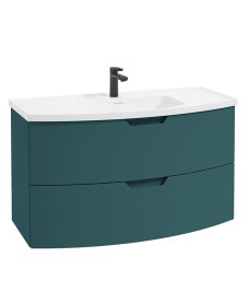 ARC 100cm 2 Drawer Wall Hung Vanity Unit Matt Ocean Blue - Matt Basin