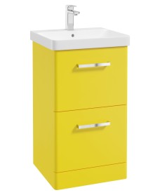 KORA  50cm Floor Standing 2 Drawer Vanity Unit Sun-Kissed Yellow Matt-Chrome Handle