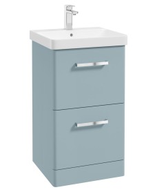 KORA  50cm Floor Standing 2 Drawer Vanity Unit Matt Morning Sky Blue-Chrome Handles