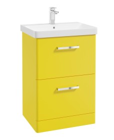 KORA  60cm Floor Standing 2 Drawer Vanity Unit Sun-Kissed Yellow Matt-Chrome Handle