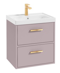 FINLAND 50cm Vanity unit Matt Cashmere Pink-Brushed Gold Handles