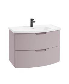 ARC 80cm 2 Drawer Wall Hung Vanity Unit Matt Cashmere Pink - Matt Basin