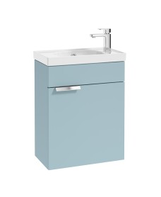 STOCKHOLM 50cm Wall Hung Cloakroom Matt Morning Sky Blue Vanity Unit - Brushed Chrome handle