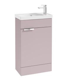 STOCKHOLM 50cm Floor Standing Cloakroom Matt Cashmere Pink Vanity Unit - Brushed Chrome handle