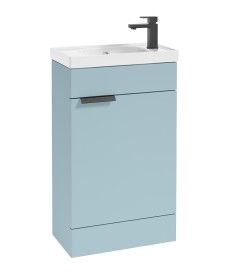 STOCKHOLM 50cm Floor Standing Cloakroom Matt Morning Sky Blue Vanity Unit -Matt Black handle