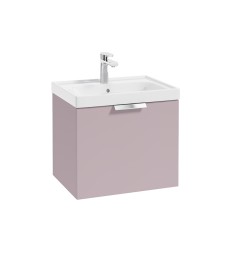 STOCKHOLM 50cm One Drawer Wall Hung Matt Cashmere Pink Vanity Unit - Brushed Chrome Handle