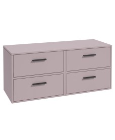 FINLAND 120cm Matt Cashmere Pink Countertop Wall Hung Vanity Unit -Matt Black Handle