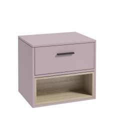 MALMO 60cm Matt Cashmere Pink Single Drawer Countertop Vanity Unit - Matt Black handle