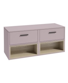 MALMO 120cm Matt Cashmere Pink Two Drawer Countertop Vanity Unit - Matt Black Handle