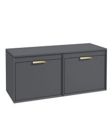 FJORD 120cm Matt Midnight Grey Wall Hung Countertop Vanity Unit - Brushed Gold Handle