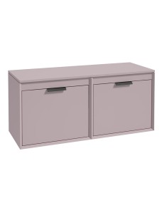 FJORD 120cm Matt Cashmere Pink Wall Hung Countertop Vanity Unit - Matt Black Handle