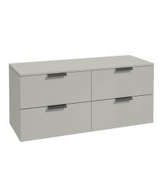 STOCKHOLM 120cm Four Drawer Matt Arctic Grey Countertop Vanity Unit - Matt Black Handle