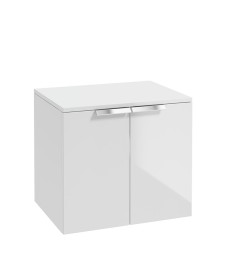STOCKHOLM 60cm Two Door Countertop Wall Hung Gloss White- Chrome Handles