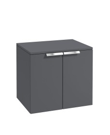 STOCKHOLM 60cm Two Door Countertop Wall Hung Matt Midnight Grey- Chrome Handles