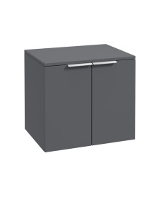 STOCKHOLM 60cm Two Door Countertop Wall Hung Matt Midnight Grey- Chrome Handles