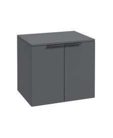 STOCKHOLM 60cm Two Door Countertop Wall Hung Matt Midnight Grey- Black Handles