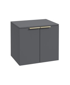 STOCKHOLM 60cm Two Door Countertop Wall Hung Matt Midnight Grey- Gold Handles