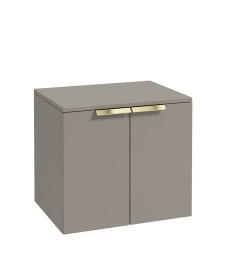 STOCKHOLM 60cm Two Door Countertop Wall Hung Matt Khaki- Gold Handles