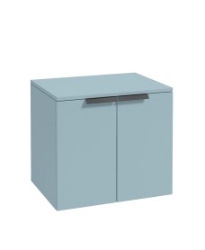 STOCKHOLM 60cm Two Door Countertop Wall Hung Matt Morning Sky Blue- Black Handles