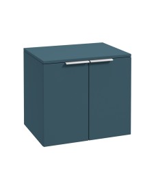 STOCKHOLM 60cm Two Door Countertop Wall Hung Matt Ocean Blue- Chrome Handles