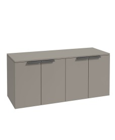 STOCKHOLM 120cm Four Door Matt Khaki Countertop Vanity Unit - Matt Black Handle