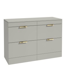 STOCKHOLM 120cm Four Drawer Matt Arctic Grey Countertop Vanity Unit - Brushed Gold Handle