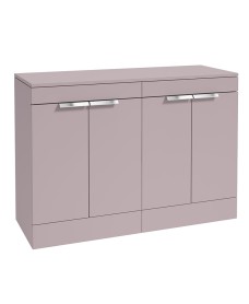 STOCKHOLM 120cm Floor Standing Four Door Matt Cashmere Pink Countertop Vanity Unit - Brushed Chrome Handle