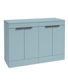 STOCKHOLM 120cm Floor Standing Four Door Matt Morning Sky Blue Countertop Vanity Unit - Matt Black Handle