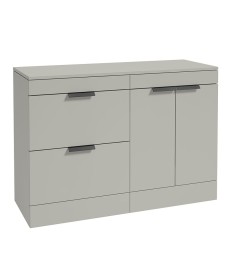 STOCKHOLM 120cm Floor Standing Two Drawer and Two Door Matt Arctic Grey Countertop Vanity Unit - Matt Black Handle