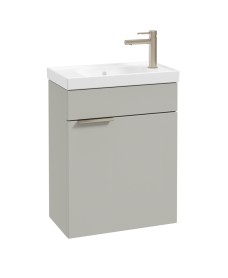 STOCKHOLM Wall Hung 50cm Cloakroom Vanity Unit Matt Arctic Grey - Brushed Nickel Handle