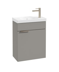 STOCKHOLM Floorstanding 50cm Cloakroom Vanity Unit Matt Khaki - Brushed Nickel Handle