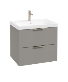 STOCKHOLM Wall Hung 60cm Two Drawer Vanity Unit Matt Khaki - Brushed Nickel Handle