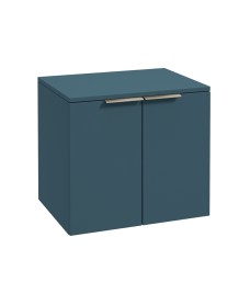 STOCKHOLM Wall Hung 60cm Two Door Countertop Vanity Unit Matt Ocean Blue- Brushed Nickel Handle