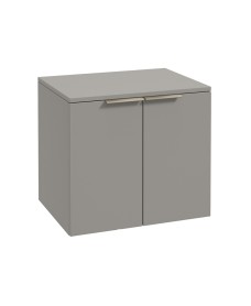 STOCKHOLM Wall Hung 60cm Two Door Countertop Vanity Unit Matt Khaki- Brushed Nickel Handle