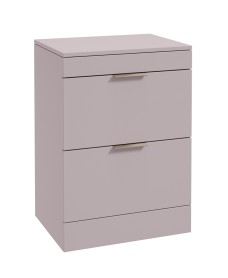 STOCKHOLM Floorstanding 60cm Two Drawer Countertop Vanity Unit Matt Cashmere Pink - Brushed Nickel Handle