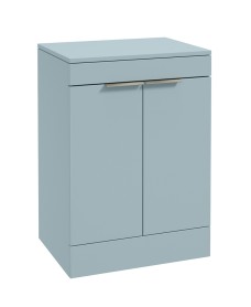 STOCKHOLM Floorstanding 60cm Two Door Countertop Vanity Unit Matt Morning Sky Blue - Brushed Nickel Handle