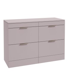 STOCKHOLM Floorstanding 120cm Four Drawer Countertop Vanity Unit Matt Cashmere Pink - Brushed Nickel Handle