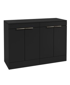 STOCKHOLM Floorstanding 120cm Four Door Countertop Vanity Unit Matt Black - Brushed Nickel Handle